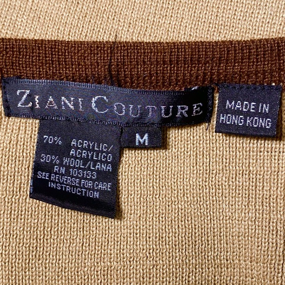 3/$10 Ziani Couture Sweater M Tan Beaded Top - Picture 7 of 7